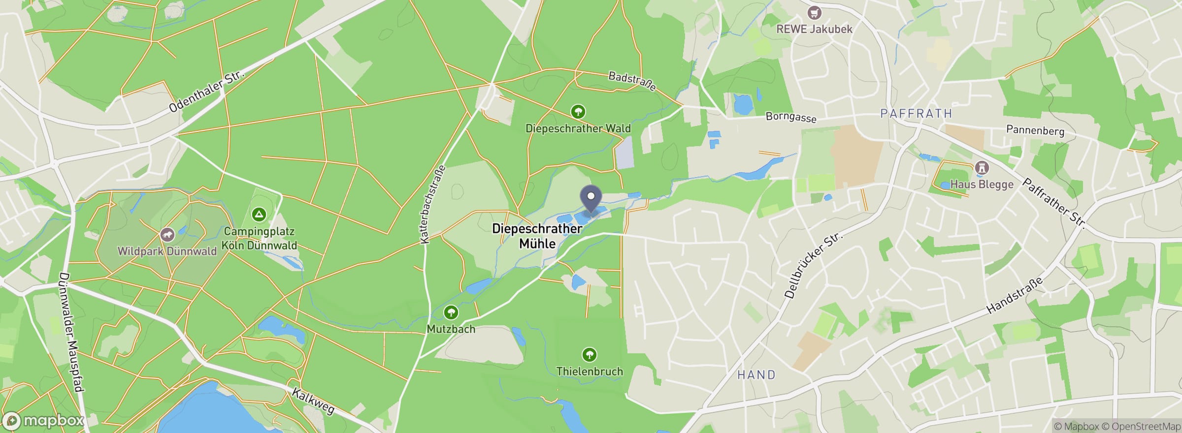 Lage des Angelpark Diepeschrather Mühle in Bergisch Gladbach