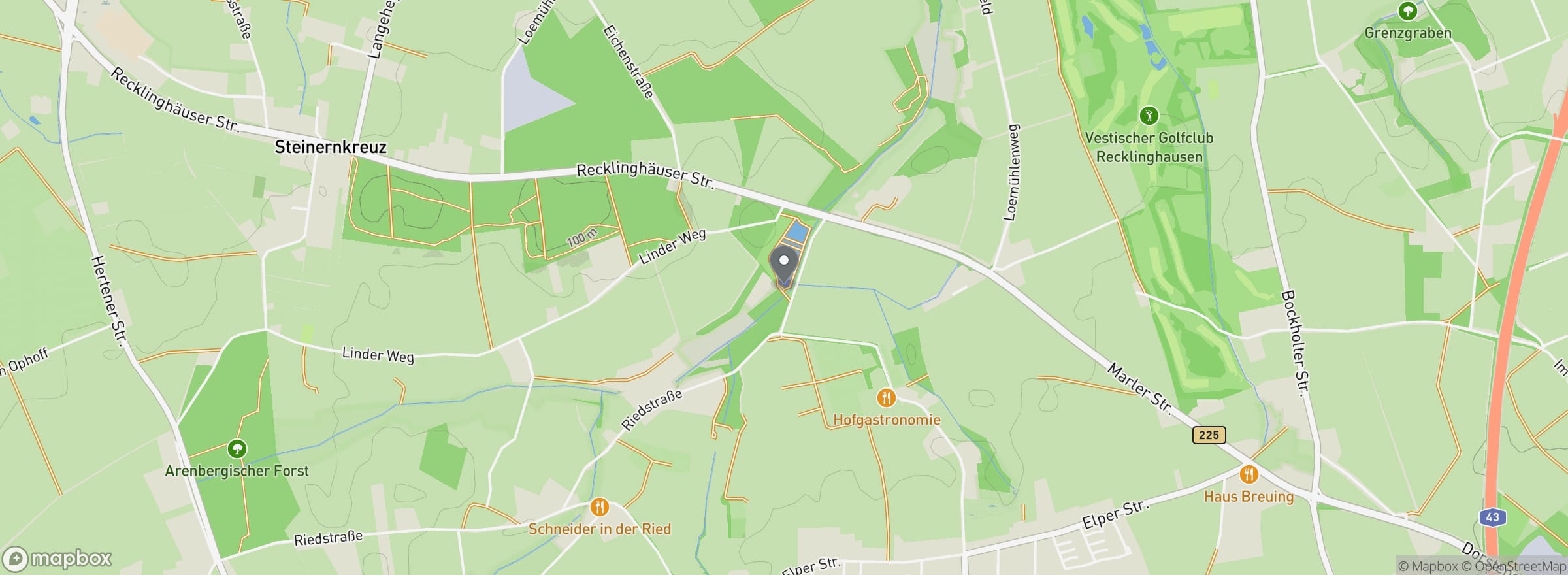 Lage des Angelpark in der Ried in Herten