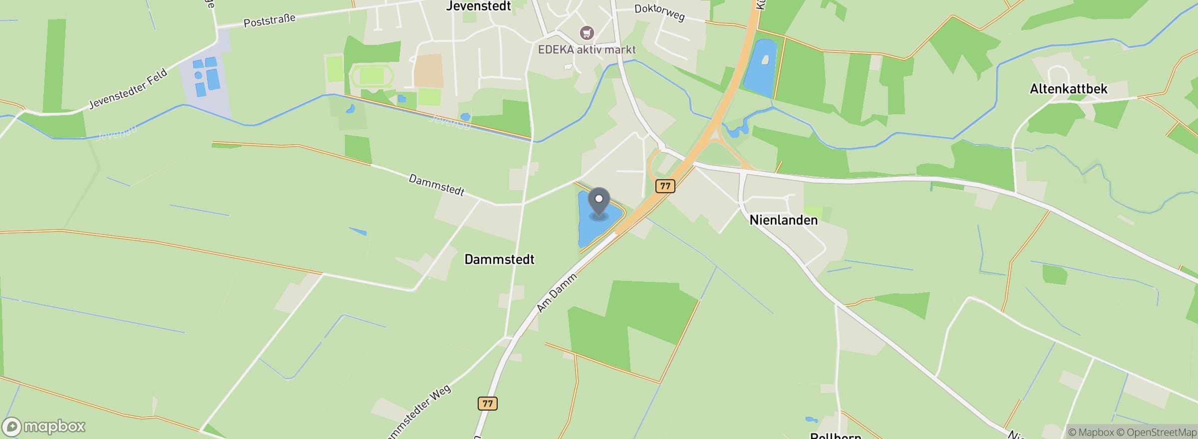 Lage des Angelsee Jevenstedt in Jevenstedt (Kreis Rendsburg-Eckernförde)