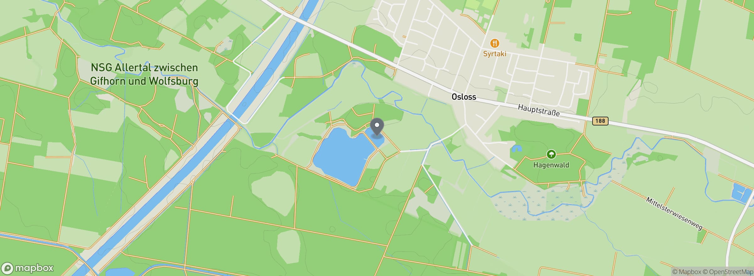 Lage des Forellensee Osloß in Osloß