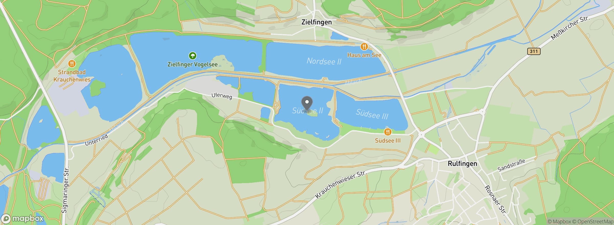 Lage des Südsee II – Zander- und Forellensee in Mengen-Zielfingen